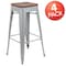 Flash Furniture 30" High Metal Indoor Bar Stool, Silver, PK4 4-ET-31320W-30-SV-R-GG - alternate 2